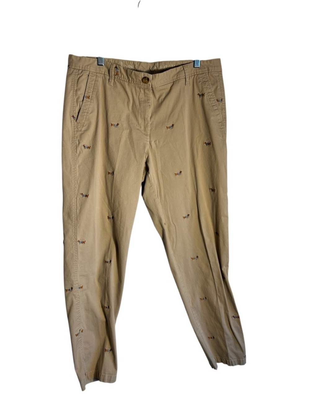 Talbots Women’s 14 Cropped Weekend Chino Dachshund Print Khaki 2286